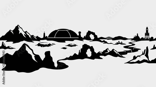 Canvastavla Extraterrestrial landscape with dome structure
