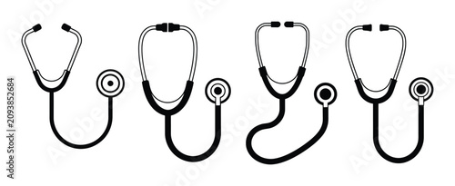 Photos Medical stethoscope icon isolated on white background, healthcare diagnostic ins