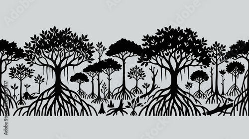 Fotografie Mangrove forest ecosystem silhouette