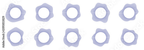 circle sound equalizer icon with lines. abstract radial music icons. round music soundwave shape. Voice recognition and frequency design on isolated background. Circular sound waves. 