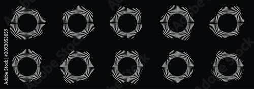 circle sound equalizer icon with lines. abstract radial music icons. round music soundwave shape. Voice recognition and frequency design on isolated background. Circular sound waves. 