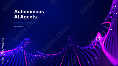Tableau sur toile Abstract AI data streams glowing neural lines on dark background