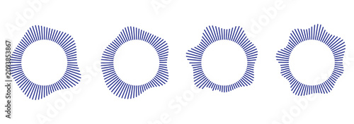 circle sound equalizer icon with lines. abstract radial music icons. round music soundwave shape. Voice recognition and frequency design on isolated background. Circular sound waves. 