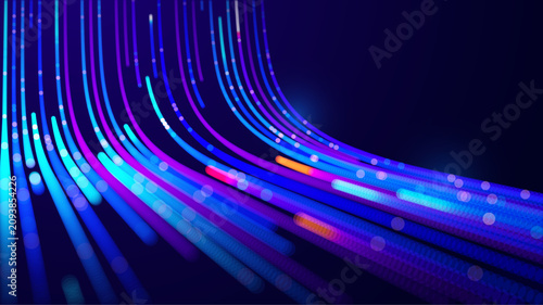 Tableau sur toile Abstract AI data streams glowing neural lines on dark background