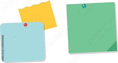 Colorful sticky notes pinned on wall vector