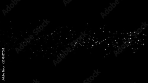 Glitter star magic dust trail, doodle style white sparkles, glowing starburst, seamless twinkle particles, transparent sparkle effect, particle glitter effect on black screen, 4k loop animation