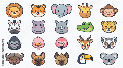 Canvas Print Collection of diverse animal faces