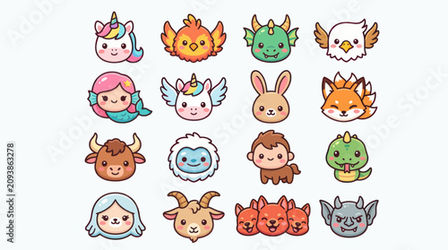 Photography Collection of cute fantasy creature icons