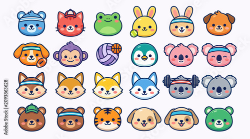 Canvas Print Cute animal faces collection