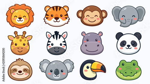 Photography Cute cartoon animal faces collection