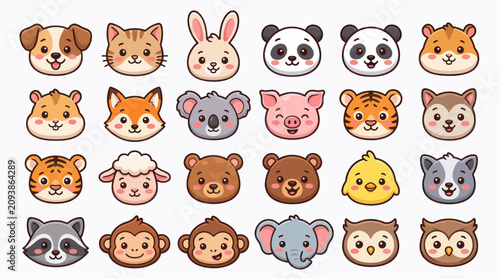 Photography Cute cartoon animal faces collection