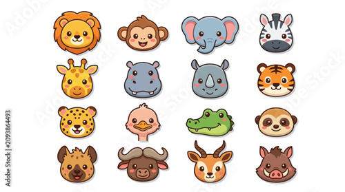 Photography Cute cartoon animal faces collection