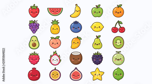 Cute cartoon fruit collection
