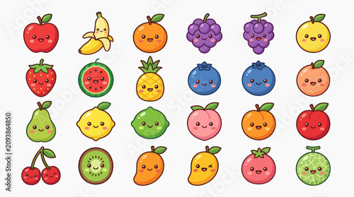 Cute cartoon fruit collection