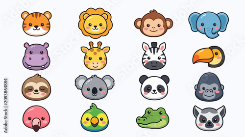 Photography Cute cartoon animal faces collection