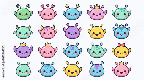 Photography Cute cartoon aliens with big eyes
