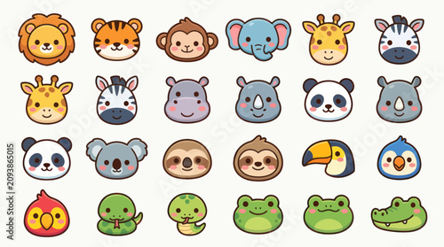 Photography Cute cartoon animal faces collection