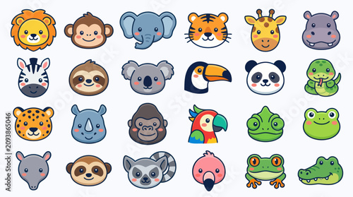 Photography Cute cartoon animal faces collection