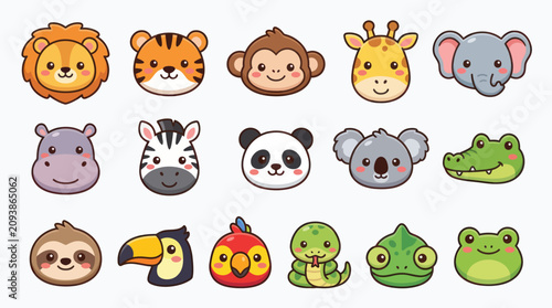 Photography Cute cartoon animal faces collection