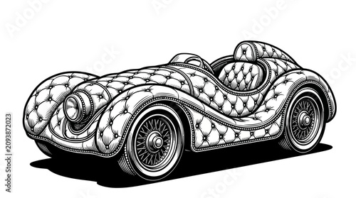 Fotografía Vintage roadster car with tufted leather upholstery design.