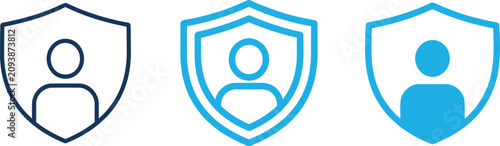 Foto Three shields with user icons representing