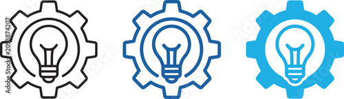Obraz na plátně Three lightbulb icons in gear shapes