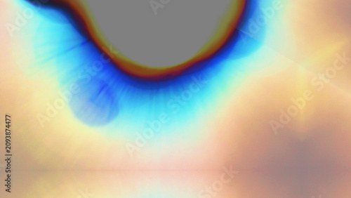 Quadro su tela Lens flare, optical light leak, abstract bokeh overlay with blue neon glow and c