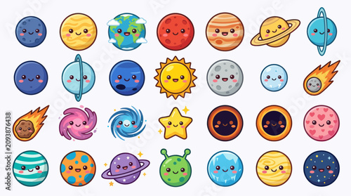 Obraz na plátně Cute celestial bodies collection