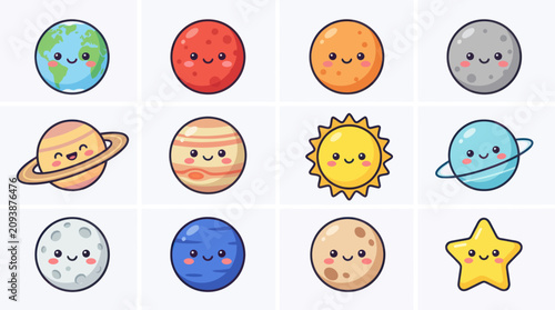 Obraz na plátně Cute celestial bodies collection