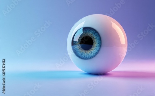 Realistic 3D rendering of a human eyeball with vibrant colors