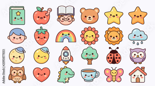 Cute kawaii characters and objects collection