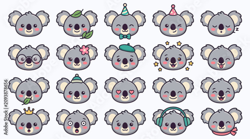 Canvas Print Cute koala character emoticon collection
