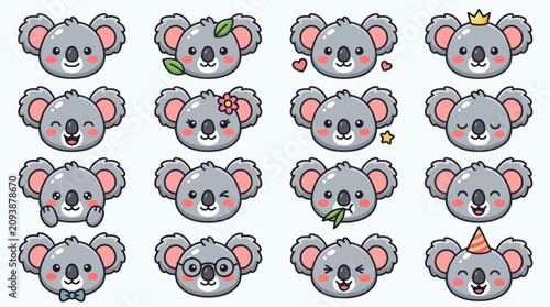 Canvas Print Cute koala character expressions collection