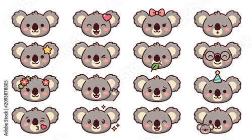 Photography Cute koala face emoticon collection