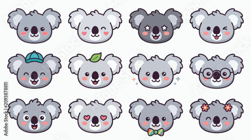 Photography Cute koala face expressions collection