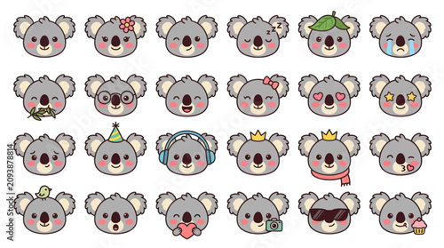 Canvas Print Cute koala face emoticons