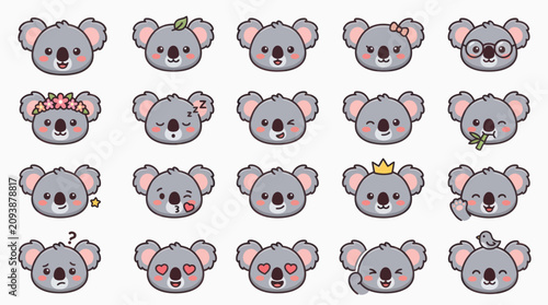 Photography Cute koala face expressions collection