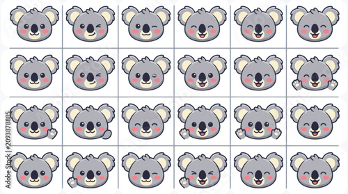 Photography Cute koala faces cartoon collection
