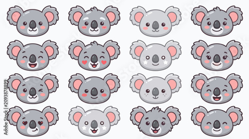Canvas Print Cute koala faces collection