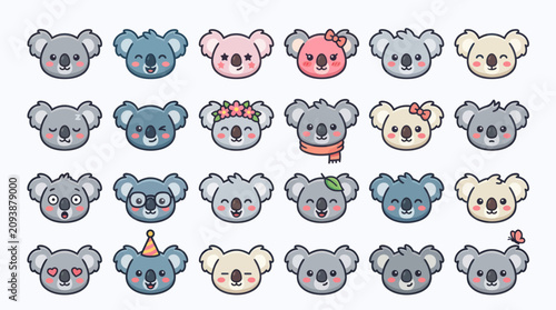 Canvas Print Cute koala faces collection