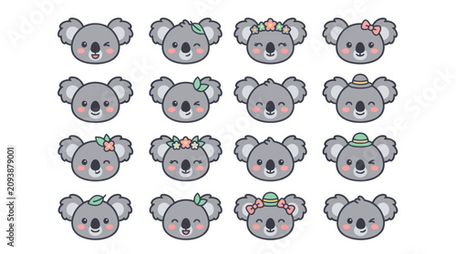 Photography Cute koala faces collection