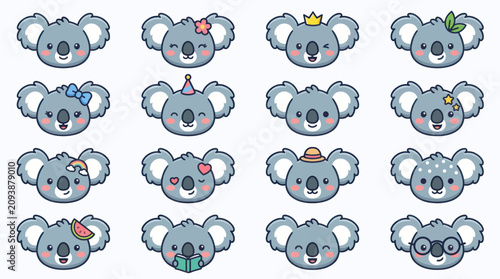 Canvas Print Cute koala faces collection