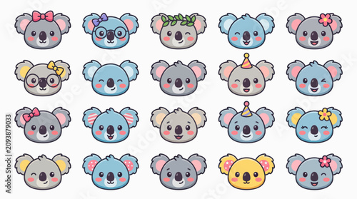 Canvas Print Cute koala faces collection vector illustration