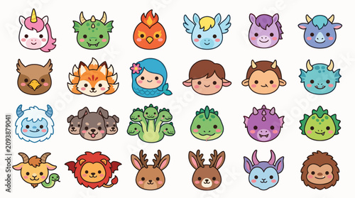 Photos Cute mythical creature faces collection