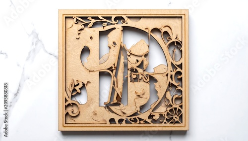 A wooden decorative wall art piece featuring intertwined floral designs