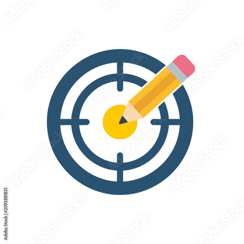 Targeted Goal Achievement with Pencil Icon Symbolizing Strategy.