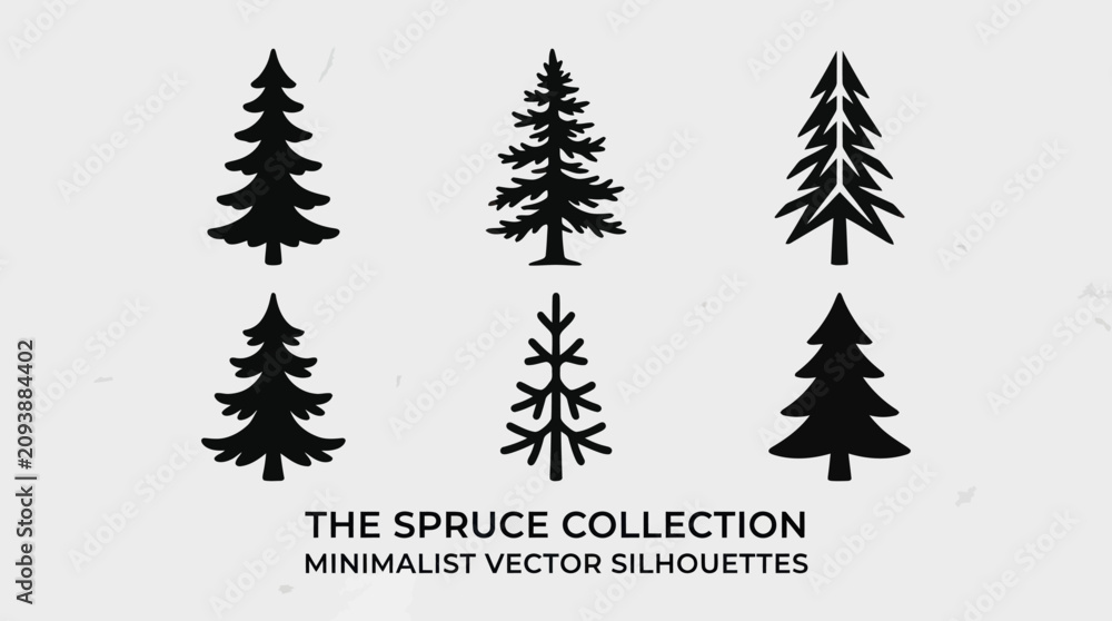 Fototapeta premium Pine tree silhouettes collection