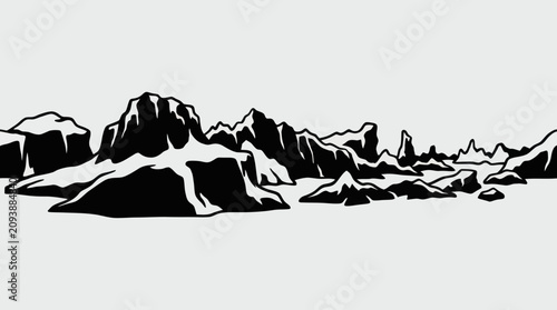 Tableau sur toile Rocky landscape silhouette