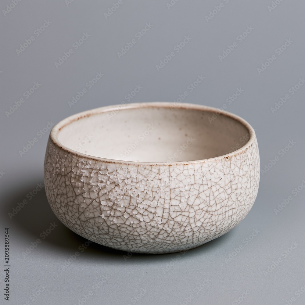 Fototapeta premium Ceramic ramekin with crackle glaze and sea salt crystals