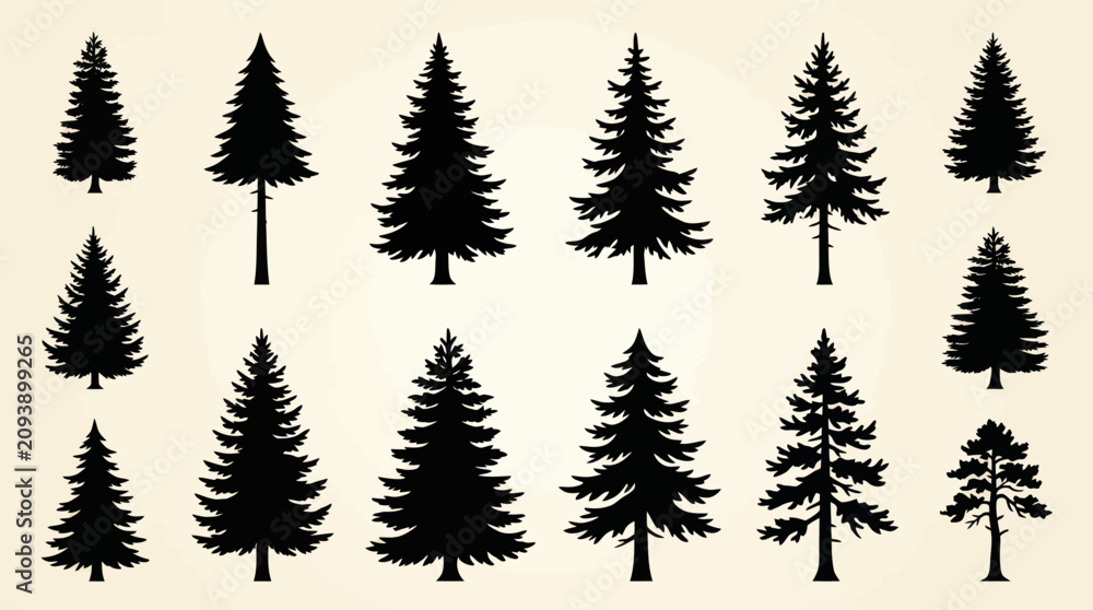 Fototapeta premium Circular tree silhouettes graphic design